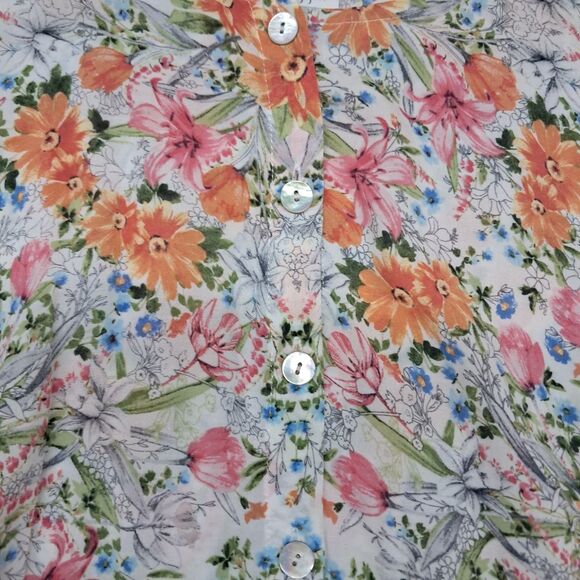 J. Jill Top Women's Small White Floral Peplum Mother Of Pearl‎ Buttons Rayon - Picture 8 of 12